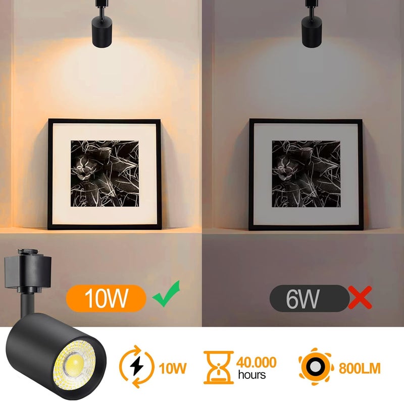 VANoopee 8 حزمة رؤوس إضاءة مسار من نوع J 10W LED قابلة للتعتيم لرؤوس إضاءة بديلة لمصابيح المسار من جونو، ضوء سقف دافئ 3000K، خالي من الوميض CRI90+ 24° 800lm أسود - Image 4